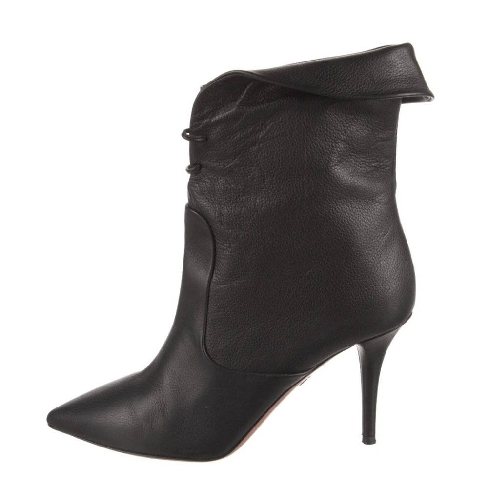 Aquazzura Black Leather Lace Up Boots